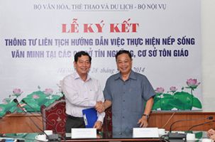 Ký kết ban hành thông tư liên tịch về thực hiện nếp sống văn minh tại các cơ sở tín ngưỡng, tôn giáo